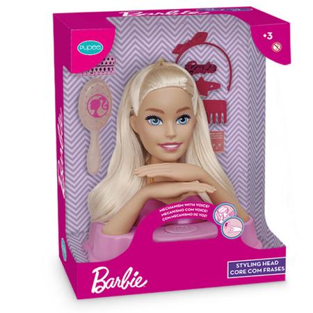 Imagem de Boneca Barbie Busto Original Com 12 Frases E 9 Acessórios Para Pentear Mattel