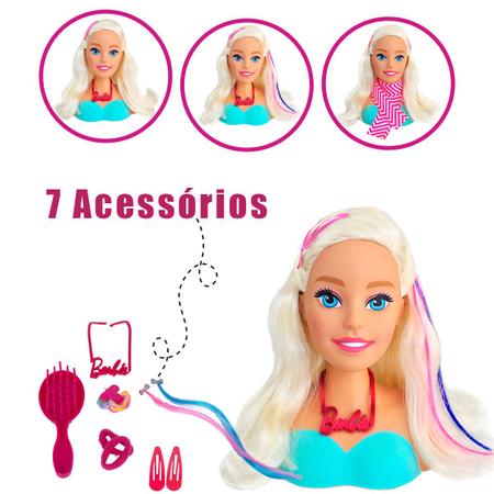 Boneca Cabeça Busto Barbie Com Acessórios P/ Pentear Maquiar 21 Peças em  Promoção é no Buscapé