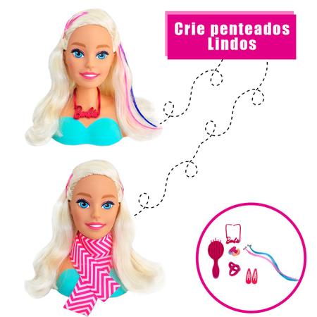 Cabeça Busto Boneca Menina Barbie Para Maquiar Pentear Salão De Beleza  Quero Ser Maquiadora - Pupee - Bonecas - Magazine Luiza