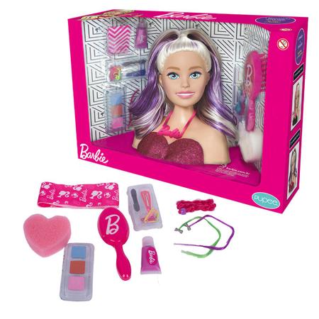 Boneca Barbie Busto Para Pentear e Maquiar Com Acessórios Salão De Beleza -  Pupee - Boneca Barbie - Magazine Luiza