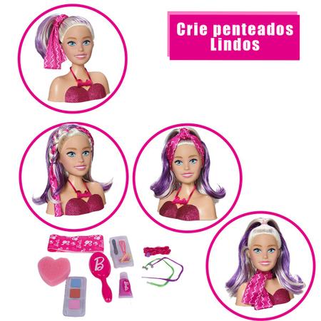 2 Bonecas Busto Da Barbie P/ Maquiar Pentear Com Acessórios