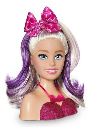 Cabeça Busto Boneca Menina Barbie Para Maquiar Pentear Salão De