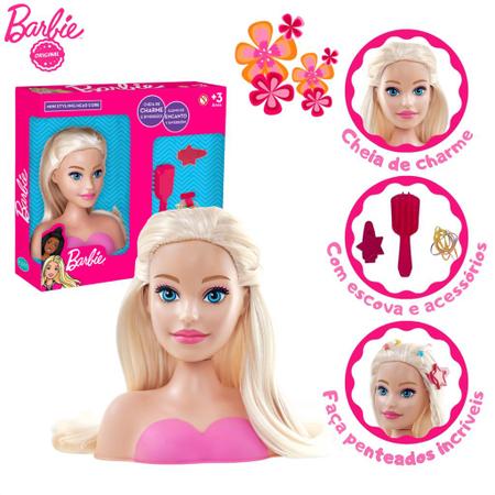 2 Bonecas Busto Da Barbie P/ Maquiar Pentear Com Acessórios
