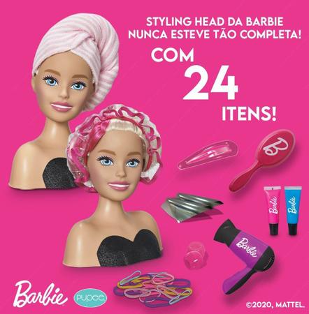 Kit Hair Cabelo Barbie Filme Salão Beleza Acessórios Menina - Rosa