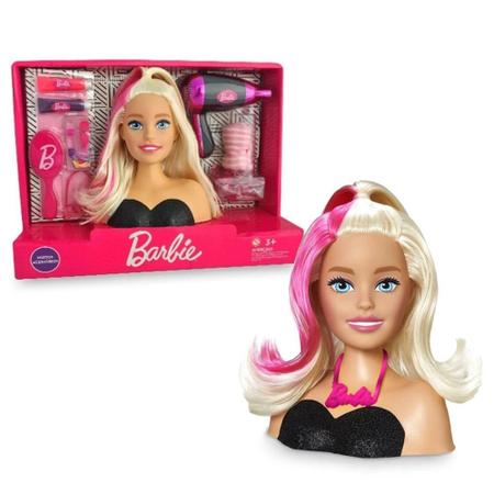 Boneca Busto Barbie Styling Faces C/ Maquiagem Brinquedo Infantil Menina C/  Acessórios- Pupee - Boneca Barbie - Magazine Luiza