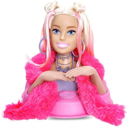 Boneca Barbie Styling Head Fala Frases Cartela De Maquiagem