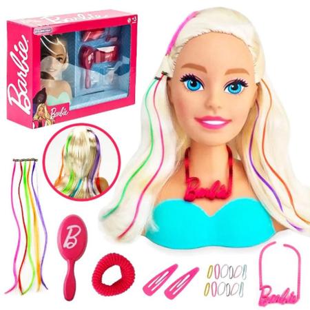 Kit Hair Cabelo Barbie Filme Salão Beleza Acessórios Menina - Rosa