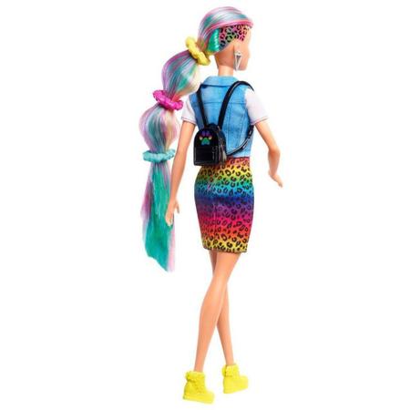 Imagem de Boneca Barbie Cabelo Arco Iris Leopardo 30cm - Mattel GRN81