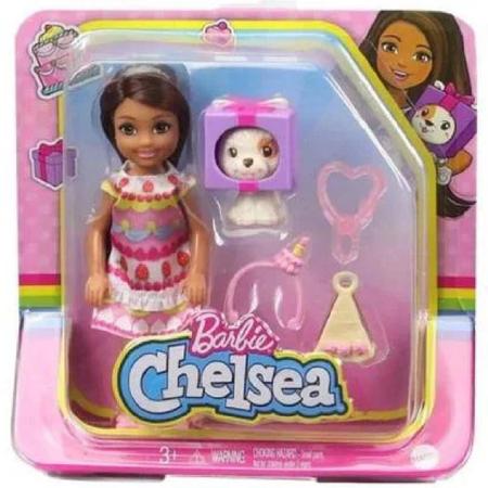 Boneca Barbie Club Chelsea Morena Fantasia Bolo Morango Pet em