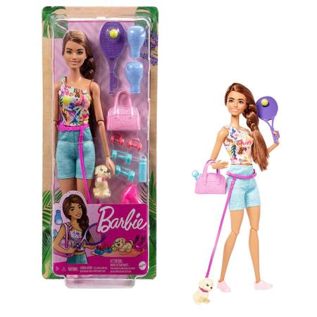 Boneca Barbie Conjunto De Academia Com Cachorrinho Roupa De Treino