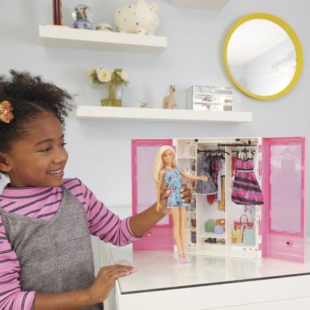 Barbie Guarda Roupa De Luxo Com Boneca Hjl66 Mattel
