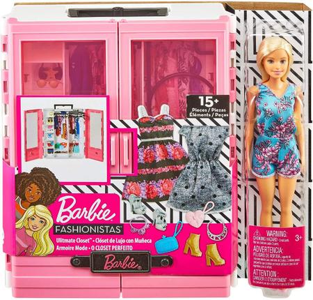 Boneca Barbie Com Cenário E Guarda Roupa De Luxo - Mattel em