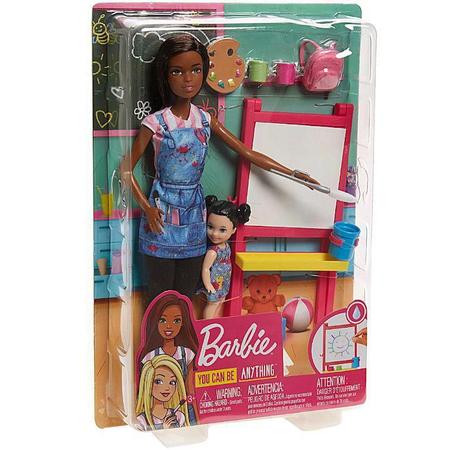 Boneca barbie genuína pouco artista pintura pequena pessoa criativa  pictórica pigmento crianças educação precoce brinquedo do