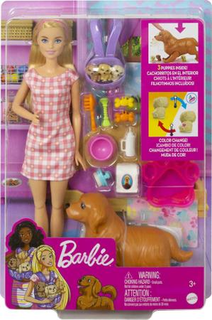 Boneca Barbie Loira Filhotinhos Recém-Nascidos - Mattel