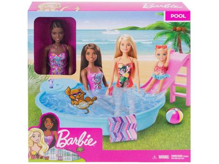 Imagem de Boneca Barbie Conjunto de Brinquedo Maiô e Piscina - com Acessórios Mattel