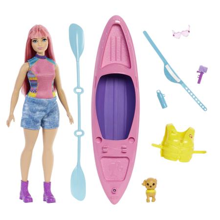 Boneca Barbie Daisy c/ Caiaque e Pet - Dia de Acampamento - Mattel - Boneca  Barbie - Magazine Luiza