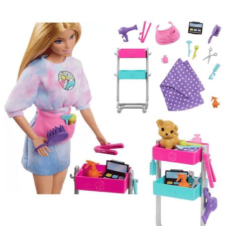 Boneca Barbie Conjunto Malibu Cabeleireira Mattel HNK95 - Luxgolden
