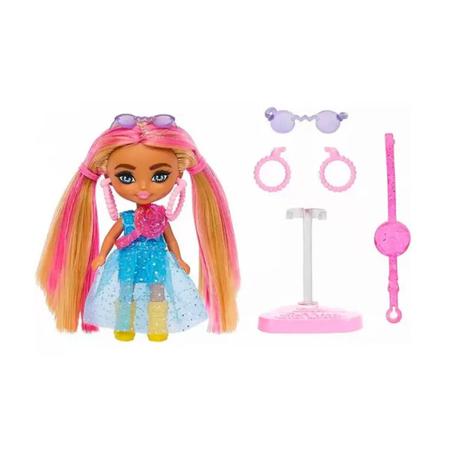 Imagem de Boneca Barbie Extra Mini Minis Vestido Azul - Mattel