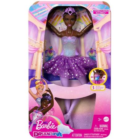 Imagem de Boneca Barbie Fantasia Bailarina Luzes Brilhantes Roxa Hlc26