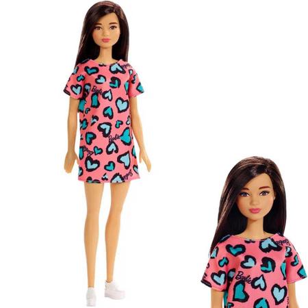 Boneca Barbie da Moda Vestido Rosa Floral Morena - Mattel 