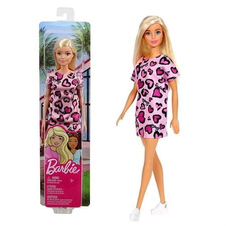 Barbie Roupas Vestido Rosa com Corações e Acessórios - Bumerang