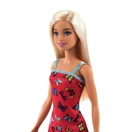 Caixa com 12 Unidades Boneca Barbie Loira Vestido Borboleta Mattel