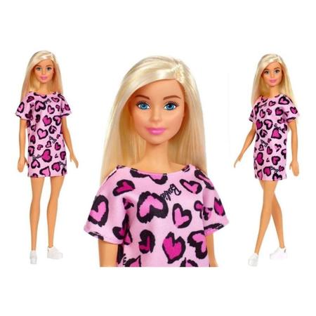 Barbie Roupas Vestido Rosa com Corações e Acessórios - Bumerang Brinquedos