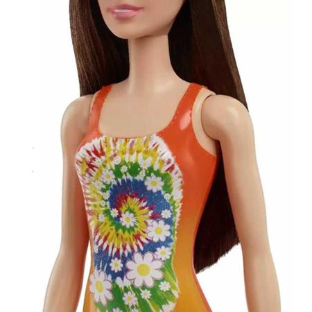 Boneca Barbie Fashion Praia Roupa Laranja Mattel DWJ99 HDC49