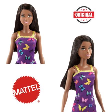 Boneca Barbie Fashionista Morena De Vestido Bolsa 157 Mattel em