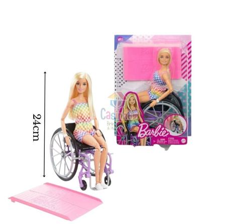 Boneca Barbie Colecionável Articulada Menina Loira Cadeirante