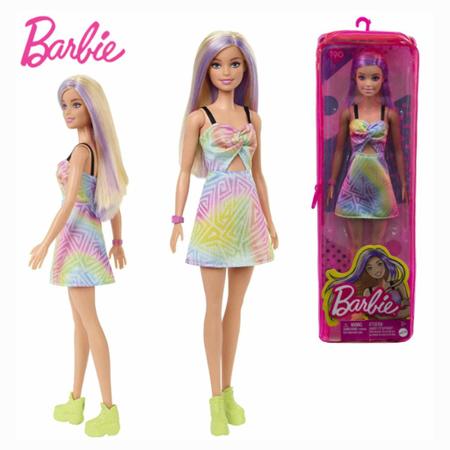 Imagem de Boneca Barbie Fashionista Loira Com Mecha Lilás 190 FBR37 Mattel