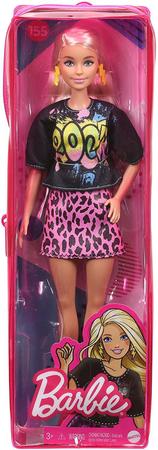 Boneca Articulada - Barbie - Fashionista - Loira - Roupa Rock com Saia de  Oncinha - Mattel