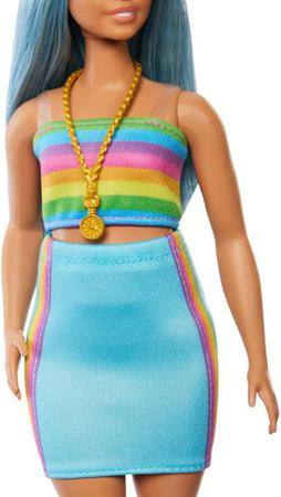 Imagem de Boneca Barbie Fashionistas 218 Cabelo Azul  Mod. 2024 65 Anos - Mattel