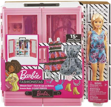 Boneca Barbie Fashionistas Guarda Roupa de Luxo - Mattel - Boneca