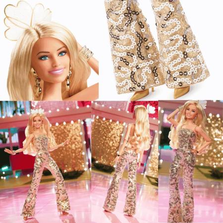 Boneca Barbie Filme BarbieLand Roupa Dourada HPJ99 Mattel - Boneca