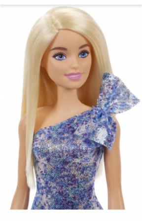 Boneca Barbie Fabulosa Loira Vestido Azul Laço T7580/grb32 - Ailos Apr