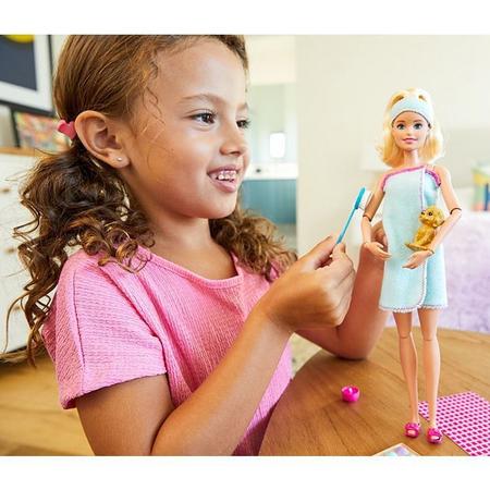 Imagem de Boneca Barbie Loira Dia De Spa Com Filhote De Cachorrinho + Acessórios Original Mattel