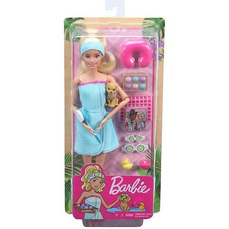 Imagem de Boneca Barbie Loira Dia De Spa Com Filhote De Cachorrinho + Acessórios Original Mattel