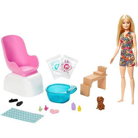 Conjunto Boneca Menina Barbie Loira Articulada - Salão De Manicure -  Acompanha Pet Filhote Cachorro E Acessórios De Spa Pedicure - Mattel -  Boneca Barbie - Magazine Luiza