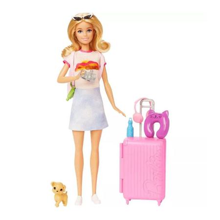 Imagem de Boneca  Barbie Malibu Viajante com Cachorrinho HJY18 MATTEL
