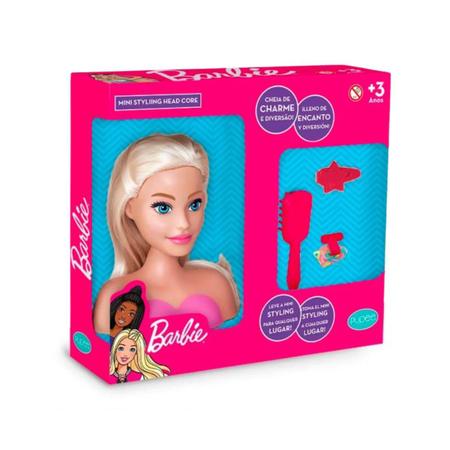 Boneca Barbie Maquiar e Pentear Busto 3 Acessorios - Pupee