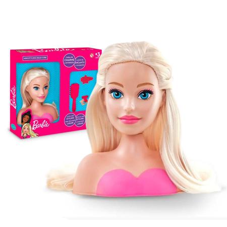 Boneca Barbie Maquiar E Pentear Busto 3 Acessorios - Pupee