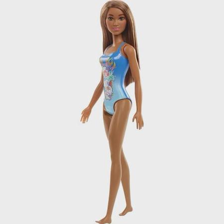 Imagem de Boneca Barbie Morena Barbie Praia Maiô Azul