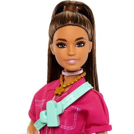 Boneca Filme Barbie Terno De Moda Rosa Acessórios Hpl76 + Nf