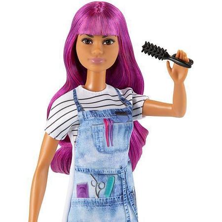 Boneca Barbie Profissões Cabeleireira Salão Hair Style Cabelo Roxo Secador  Escova GTW36 Mattel