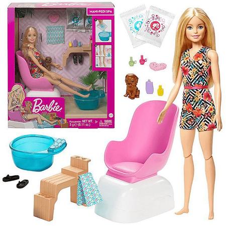 Conjunto Boneca Menina Barbie Loira Articulada - Salão De Manicure -  Acompanha Pet Filhote Cachorro E Acessórios De Spa Pedicure - Mattel -  Boneca Barbie - Magazine Luiza