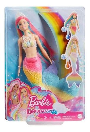 Imagem de Boneca Barbie Sereia Muda De Cor Arco-íris Mattel GTF89