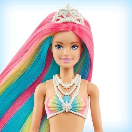 Imagem de Boneca Barbie Sereia Muda De Cor Arco-íris Mattel GTF89