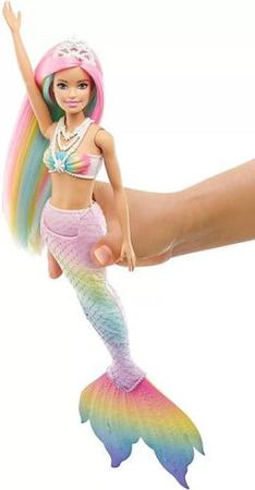 Imagem de Boneca Barbie Sereia Muda De Cor Arco-íris Mattel GTF89