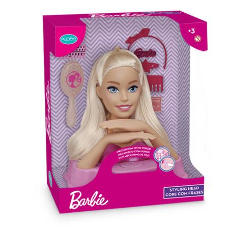 Brinquedo para menina Boneca Barbie Styling Head Core com 12 Frases e  Acessórios Cabelereira Estilista Pupee Brinquedo Maquiagem Maquiadora